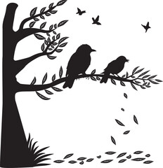 Birds and Tree Illustration