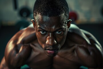 A close-up shot of a person in mid-push up, emphasizing fitness and exercise