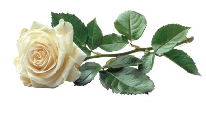 White rose isolated on a transparent background for web banner, wallpaper