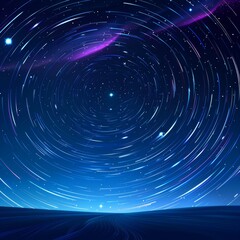 Star Trails and Aurora Borealis Illuminating the Night Sky Above a Tranquil Landscape.