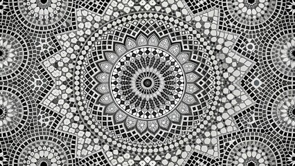 A stunning monochrome mosaic design with intricate patterns and textures, monochrome, mosaic, design, abstract