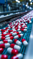 Obraz premium production of medicines at the factory close-up