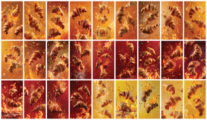 Mega collection of 27 social media story background croissants. used for bakery advertising