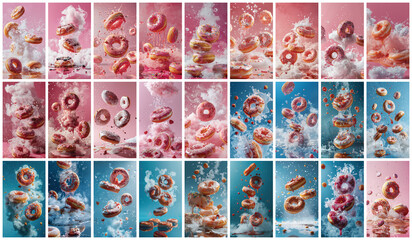 Mega collection of 27 social media story background donuts. used for cake shop advertising