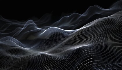 Naklejka premium Black background with abstract grid lines and wave patterns in dual-tone colors. 🎨🌊 Creates a modern and visually striking look, ideal for contemporary art and design enthusiasts!