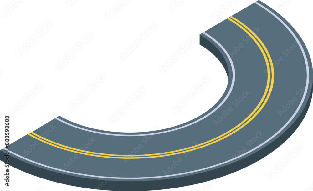 Poster asphalt road segment turning at almost 180 degrees, creating a challenging curve