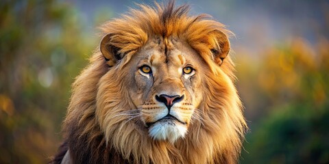 Obraz premium Close up of a majestic lion in the wild , lion, wildlife, predator, carnivore, majestic, fur, mane, animal