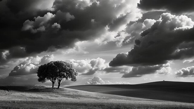 Against the muted tones of the landscape the stark contrast of the dramatic clouds adds depth and intensity to the photo. Black and white art