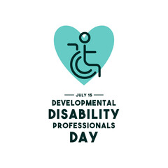 Developmental Disability Professionals Day. July 15. White background.
