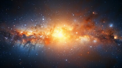 Fototapeta premium Cosmic Landscape Starry Night with Milky Way Galaxy, Nebulae, and Stardust - Space Background