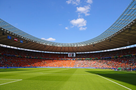 Panoramic view of crowded Olympiastadion in Berlin during the UEFA EURO 2024 group stage match Netherlands v Austria
