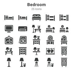 25 icons collection about bedroom