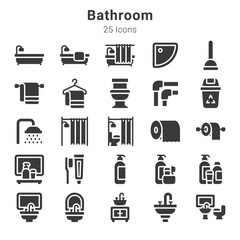 25 icons collection about bathroom
