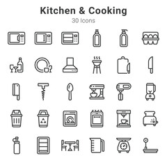 30 icon collection about kitchen and cooking