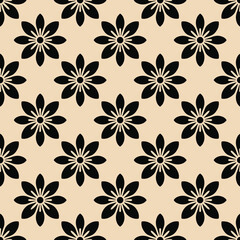 Minimalistic abstract black floral pattern vector. Black floral seamless pattern vector perfect for textile design, screensavers, covers, cards, invitations, posters, and more.