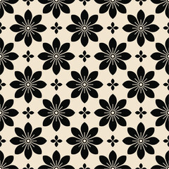 Black florals seamless pattern vector