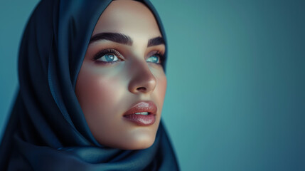 Naklejka premium A very beautiful Muslim woman in a hijab.