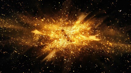 Dazzling Golden Explosion A Striking Display of Sparks on a Dramatic Black Background