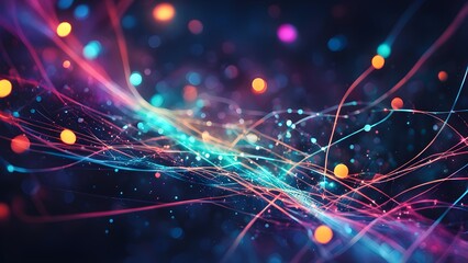 A colorful, abstract image of lines and dots that seem to be moving