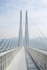 Obraz premium Breathtaking View of Majestic Bridge against Sky and Water Backdrop: A Testament to Human Ingenuity in Architecture and Engineering