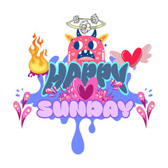 Design Cartoon Happy Sunday