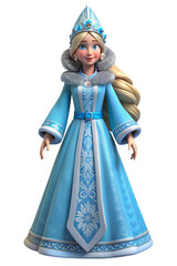 Obraz premium 3D plasticine Snegurochka, Snow Maiden, Russian tradition, transparent background, festive decoration.