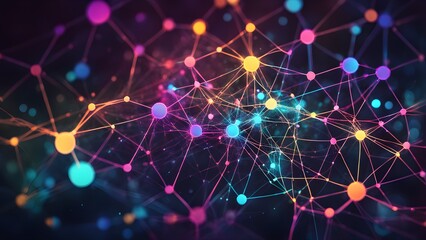 A colorful network of dots that are connected to each other