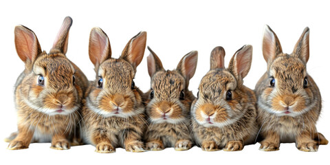 Obraz premium Four bunny cute isolated on a transparent background for web banner, wallpaper