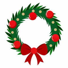 Christmas wreath with holly berries illustration 