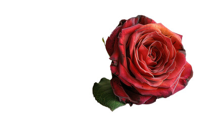 Red rose isolated on a transparent background for web banner, wallpaper