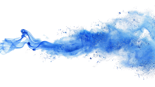 Blue flying sand on a transparent background