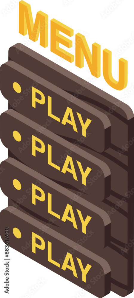 Poster arcade game menu is displaying multiple play buttons for the player to choose from