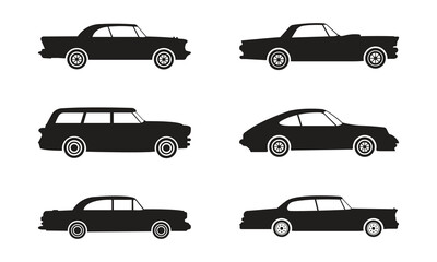 Vector Flat Design Car Silhouette Set