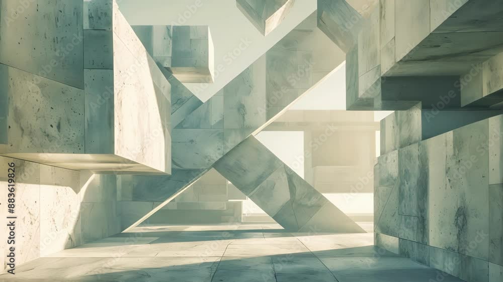 Poster a puzzling still life of intersecting lines and shapes challenging the viewers perception of space.