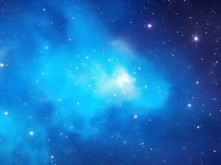 Fototapeta premium Bright blue nebula with stars on a smooth background, highlighting the vastness and beauty of the cosmic universe