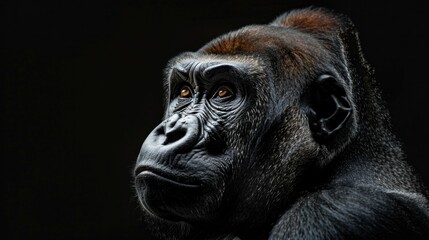 Obraz premium Gorilla's expression close up portrait of a majestic gorilla face on a dark background