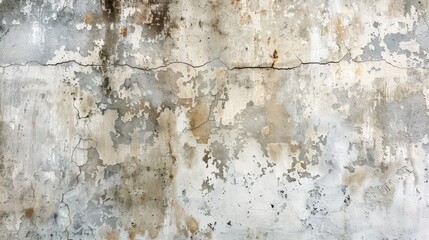 Fototapeta premium Weathered and Cracked Off-White Concrete Wall Texture with Peeling Paint