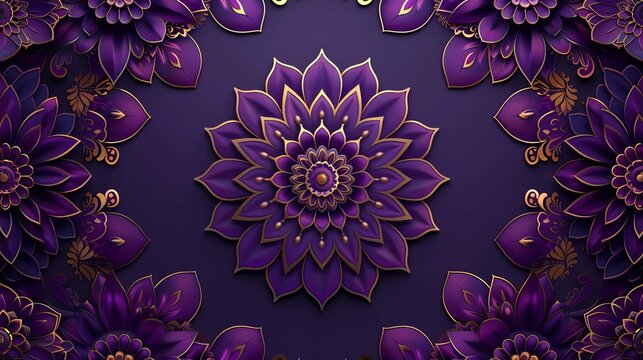Purple Ornamental Pattern 3D Diwali Concept