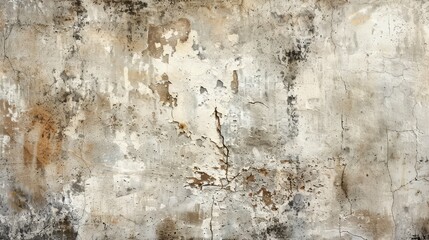 Weathered and timeworn cement wall texture with cracks and peeling paint