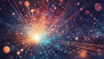 Fototapeta premium A colorful, starburst-like image with a bright yellow center