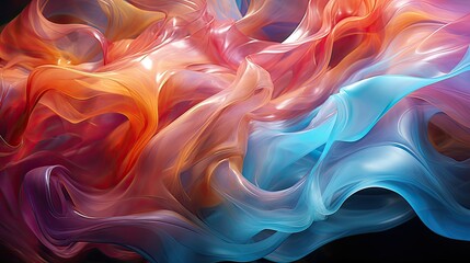 Obraz premium Abstract Sunrise Symphony - Vivid Abstract Color Waves. The painting captures a sunrise symphony in vivid waves of color, exuding warmth and energy 