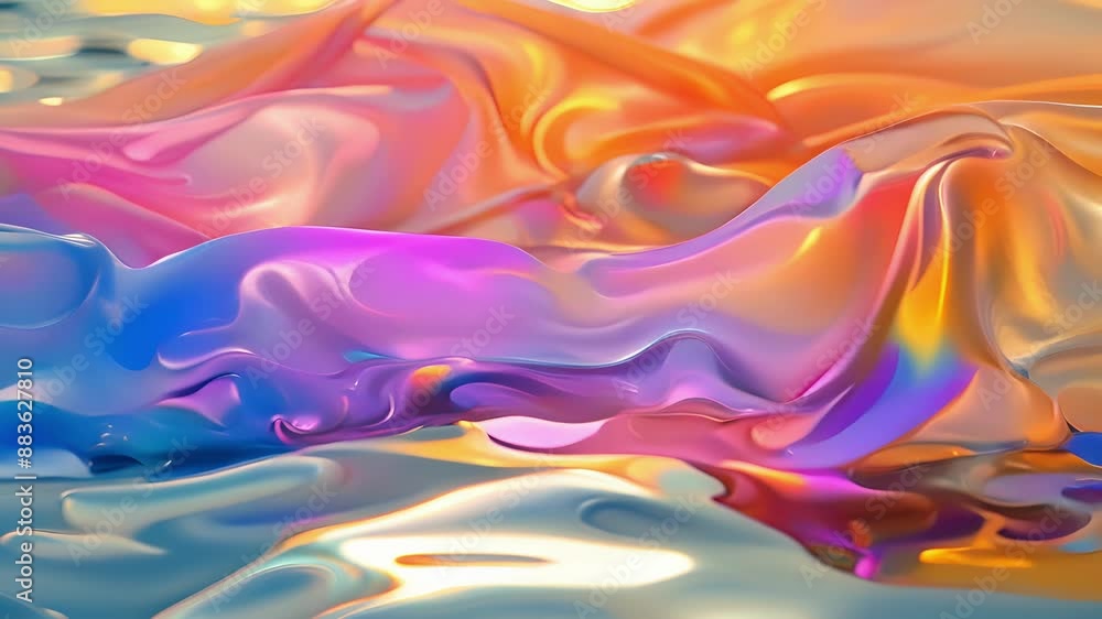 Poster luxurious silk fabric gracefully floating atop the calm waters reflecting the sunlight in a dazzling