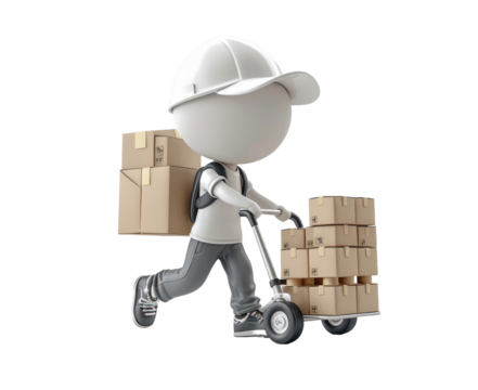 Courier expedition illustration isolated on a transparent background for web, banner, wallpaper