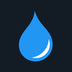 blue water drop icon. Flat droplet logo shape collection