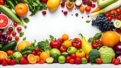 A colorful assortment of fruits and vegetables arranged in a circle