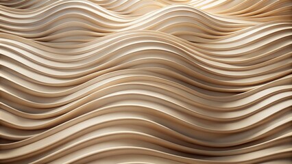 Ethereal, undulating, beige-hued 3D wave pattern with soft, gentle curves and subtle texture, evoking serenity and calming ambiance.