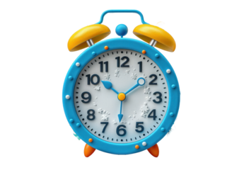 Cute alarm clock isolated on a transparent background for we, banner, wallpaper