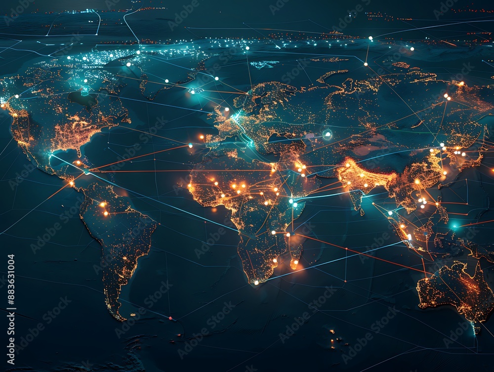 Aufkleber global network connections - interconnected world