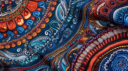 Intricate Abstract Digital Illustration of Colorful Embroidered Patterns