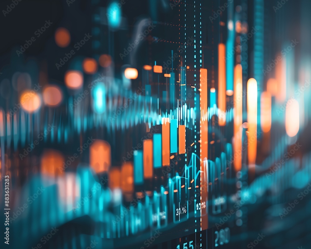 Poster abstract stock market data visualization
